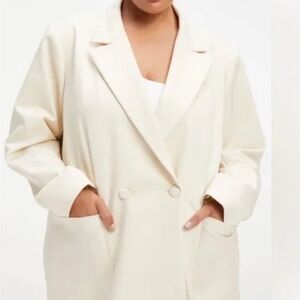 Good American Unisex Blazer in Bone, Size 7 (4X)
